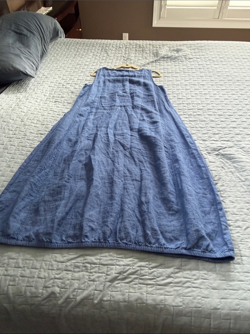 Eileen Fisher Light Blue Linen Midi Latern Dress - Picture 3 of 3